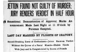 News of Jetton's acquittal was posted in the papers.