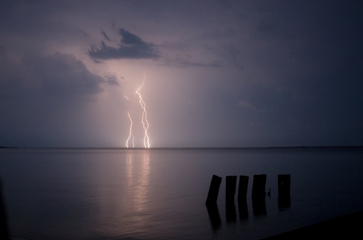 June 2008 - Lightning across the Chesapeake Bay, from Eastpoint, at Onancock, Virginia. (David Boraks photo)