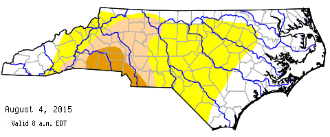 Drought map, Aug. 13, 2015 (NC Drought Management Advisory Council) 