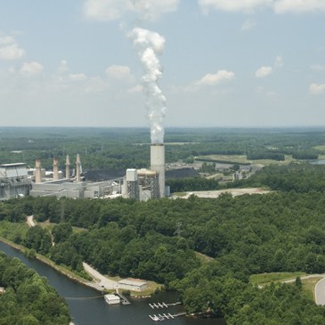 Coal ash is stored around 14 Duke Energy plants in North Carolina, including the Marshall Steam Station on Lake Norman. (David Boraks photo)