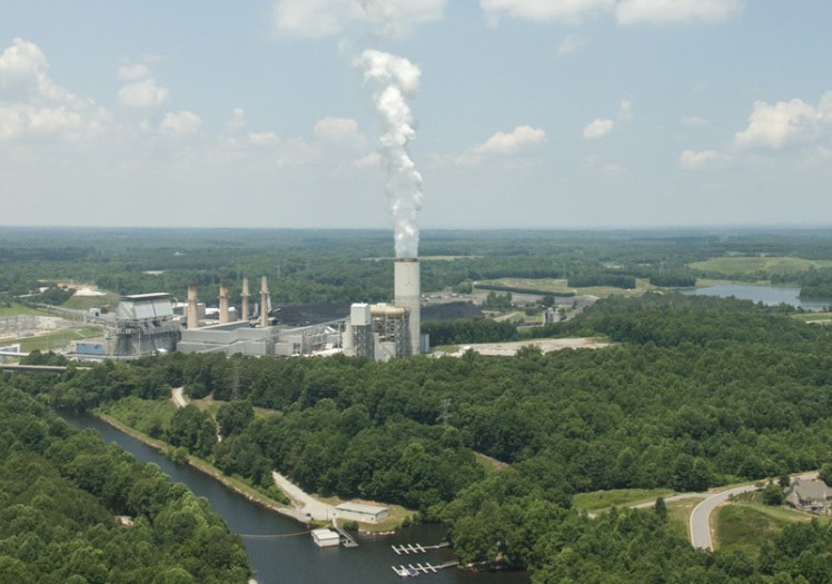 Coal ash is stored around 14 Duke Energy plants in North Carolina, including the Marshall Steam Station on Lake Norman. (David Boraks photo) 