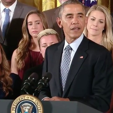 President Obama hosted the US women's soccer team at the White House Tuesday.