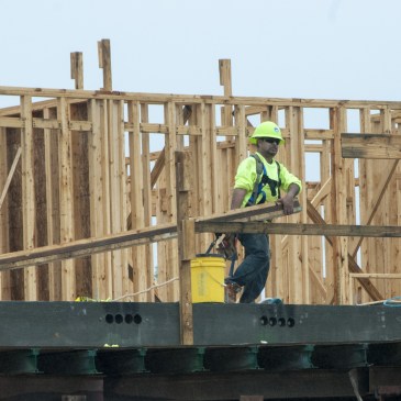 Work is continuing on The Linden, on Jetton Street in Davidson. It will have 164 apartments and 5,000 square feet of retail space. (David Boraks photo)