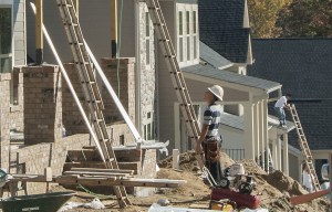 New homes in the Vermillion neighborhood in Huntersville. (David Boraks photo)