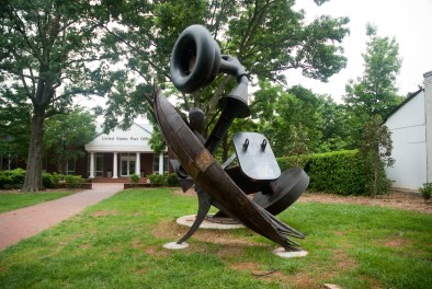 "A Bouquet for Davidson" sits outside Davidson Post Office. (David Boraks photo)