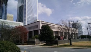The Charlotte Observer's South Tryon Street headquarters opened in 1971. It's been sold to a developer and probably will be torn down. This was my view for years on the walk in from the parking deck. (David Borak photo)