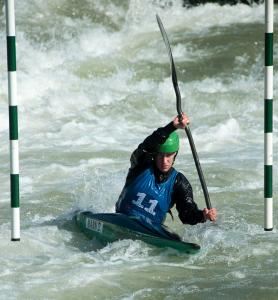 Dana Mann in the women's kayak. (David Boraks/WFAE)