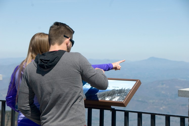 The view from the lookout atop Mount Mitchell is 360 degrees. On a clear day, you can see the Charlotte skyline. (David Boraks/WFAE)