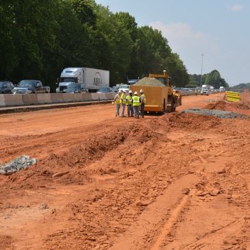Workers are grading and installing drainage along I-77 in Huntersville and Cornelius, as part of the I-77 widening project. (I-77 Mobility Partners photo)